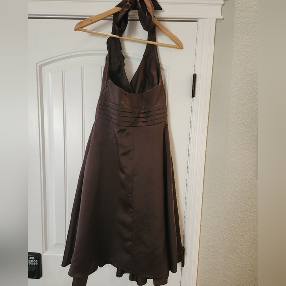 Brown Bridesmaid Formal 50's Style A-Line Halter Dress - Picture 7 of 12